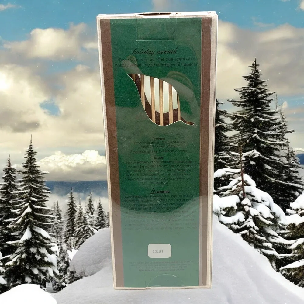 NEW Nature's Wick Reed Diffuser Holiday Wreath Scent Oil 2 oz. 10 Reeds NIB